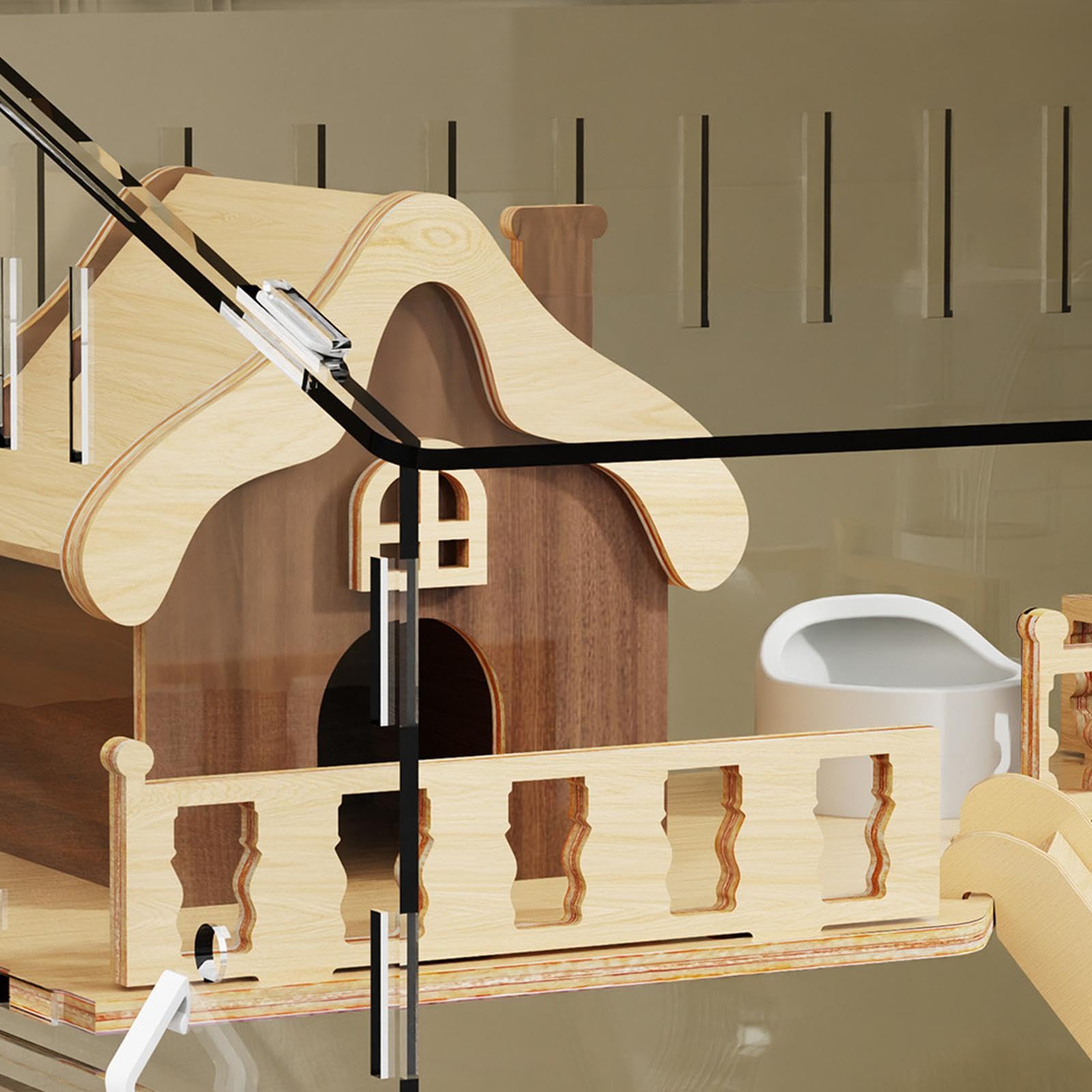 Syrischer Hamsterkäfig,Durchsichtiges Hamsterhaus - Chinchillahaus aus Acryl - Für Tiereltern Halter Schlafzimmer Arbeitszimmer Wohnzimmer Homeoffice Wohnung Unterkünfte
