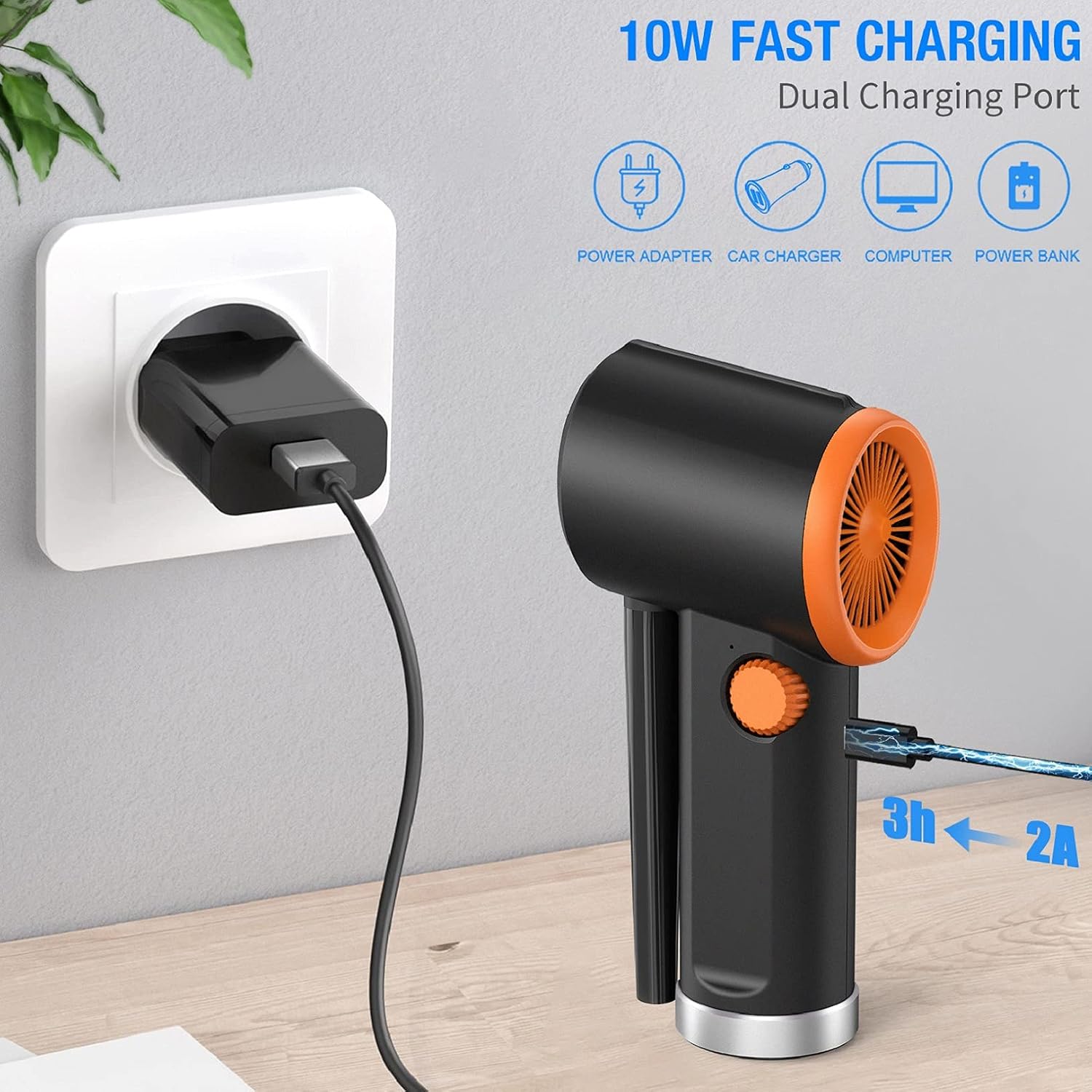 ALAGOON Cordless Air Duster for Computer Keyboard Cleaner, Replaces Compressed Air Cans, 6000mAh Fast Rechargeable Battery Powered, Portable Reusable Electric Air Blower,Stepless Speed Motor