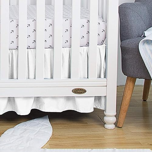 Miniatura 6 de Falda blanca para cuna, con volantes de polvo, 100% algodón natural, falda de ropa de cama para bebés, niñas o niños, 14 pulgadas de caída