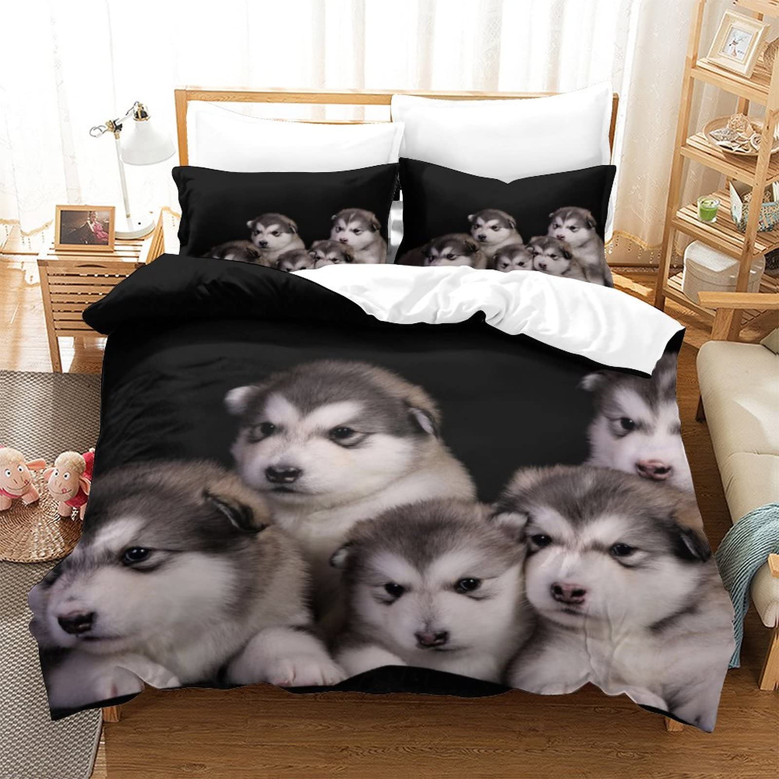Housse de couette Malamute d'Alaska anti-plis pour un lit king size toujours impeccable