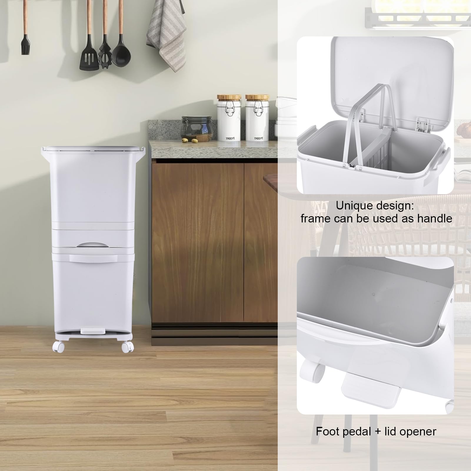 Genérico De Basura Cocina Con Cubo Residuos Multicapa Gran Capacidad | de separación de residuos para el cubo de basura de la cocina Apto para el hogar, la lavandería, casa y restaurante