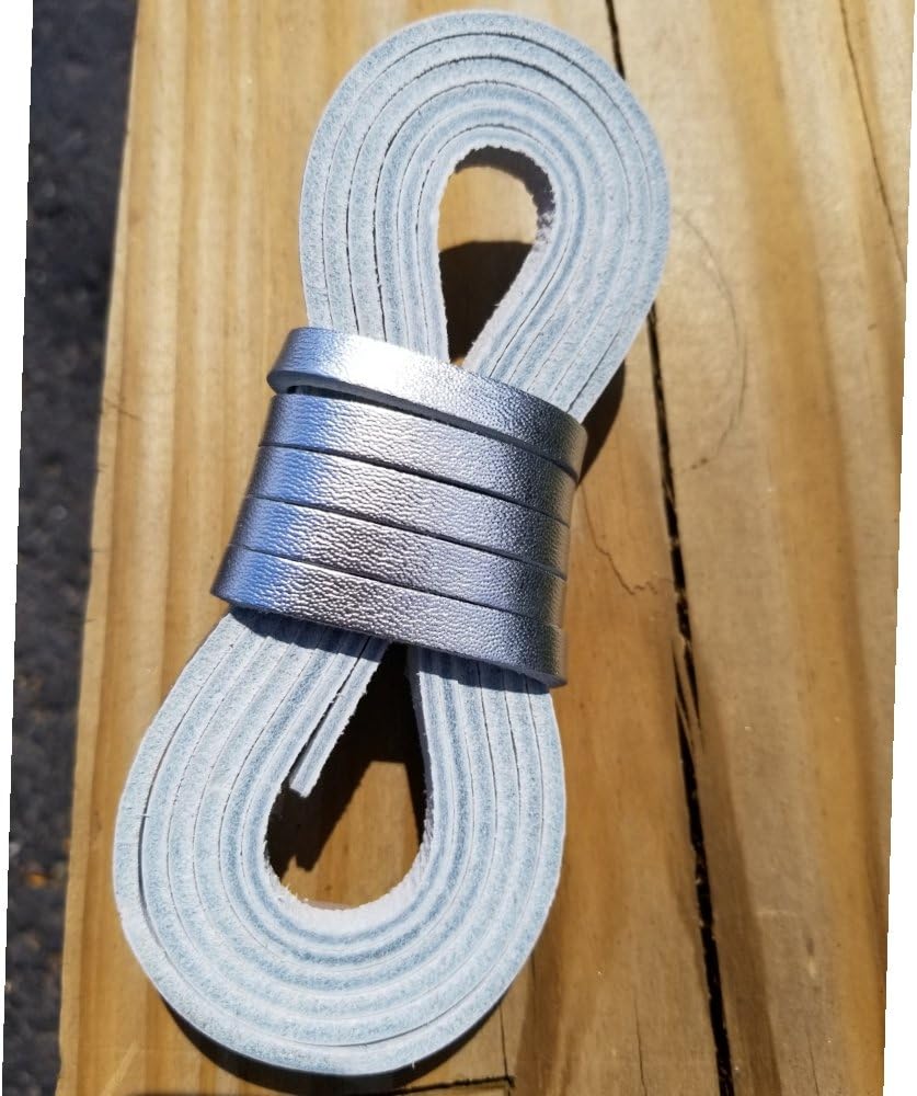 TOFL Leather Straps | 2 Pieces | 72 Inches Long | 1/4 Inch Wide | 1/8 Inch Thick | Baseball and Softball Mitt and Glove Lace, Jewelry, Hanging Pictures, Shelves, Decorating Furniture | Silver : Arts, Crafts & Sewing