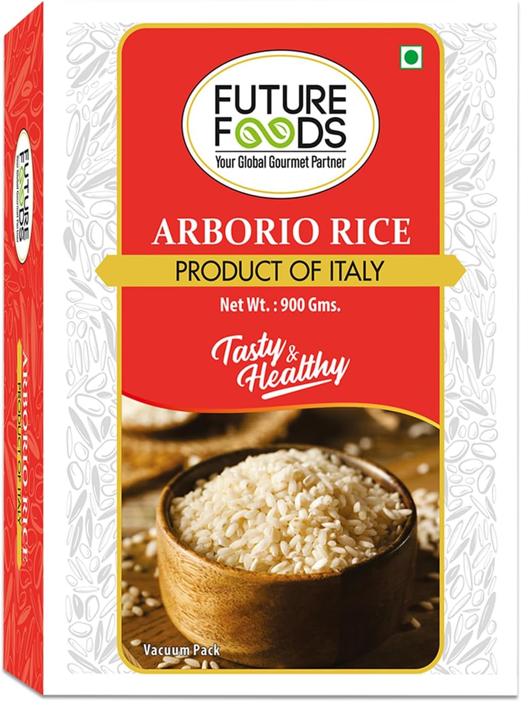 Future Foods Arborio Rice 900 Gram| Fat Free|Creamy Texture & Nutty Aroma|| Rich In Vitamin & Minerals|Product Of Italy|Use To Make Rissotto