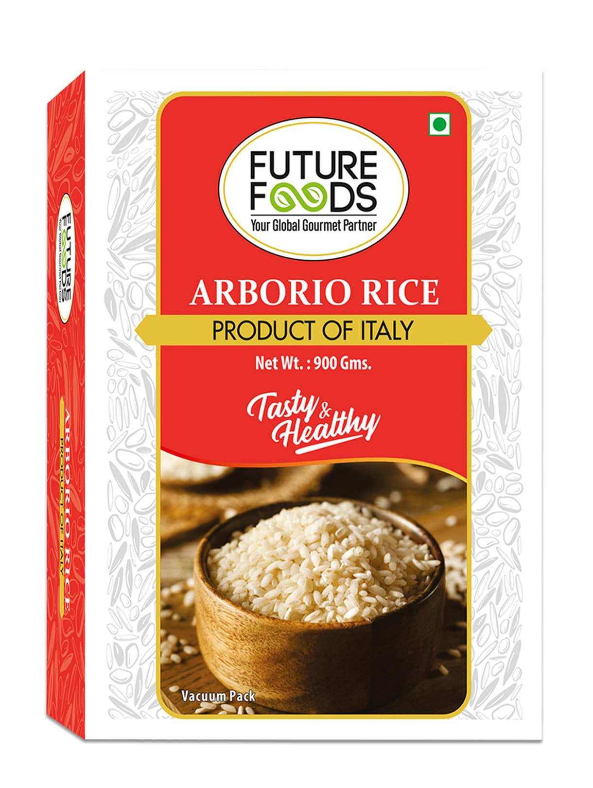 Future Foods Arborio Rice 900 Gram| Fat Free|Creamy Texture & Nutty Aroma|| Rich In Vitamin & Minerals|Product Of Italy|Use To Make Rissotto
