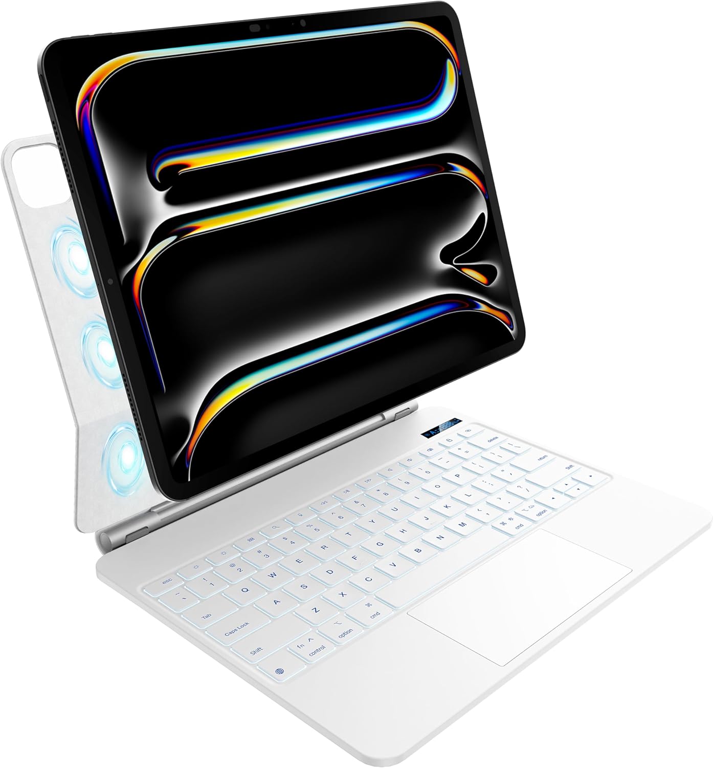 nimin Keyboard Case for iPad Pro 13 inch 2024 (M4), Multi-Touch Trackpad, Magnetic Attach, 7-Color Backlight, Auto Sleep/Wake, Snow White