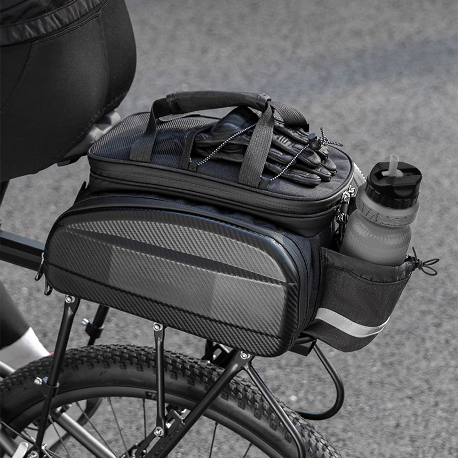 Borse da sella per bici Portapacchi posteriore Design esterno rigido Portaoggetti da viaggio di grande capacità Resistente Materiale in poliestere EVA per Mountain bike Avv (Nero 31L