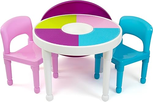 Miniatura 8 de Juego de mesa de actividades para niños 2 en 1 de plástico compatible con LEGO y 2 sillas Tot Tutors CT642 colores brillantes Plástico Primarios