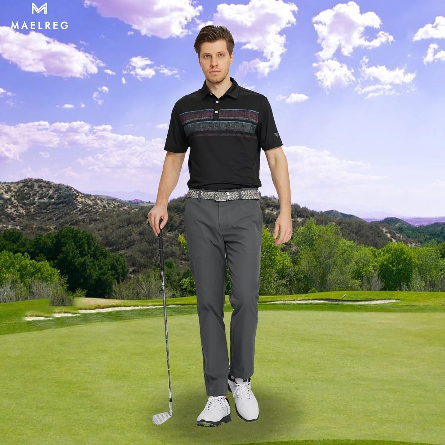 M MAELREG Golf Pants Men Quick Dry - 30"/32"/34" Stretch Lightweight 5 Pockets Water-Resistant Casual Mens Dress Pants