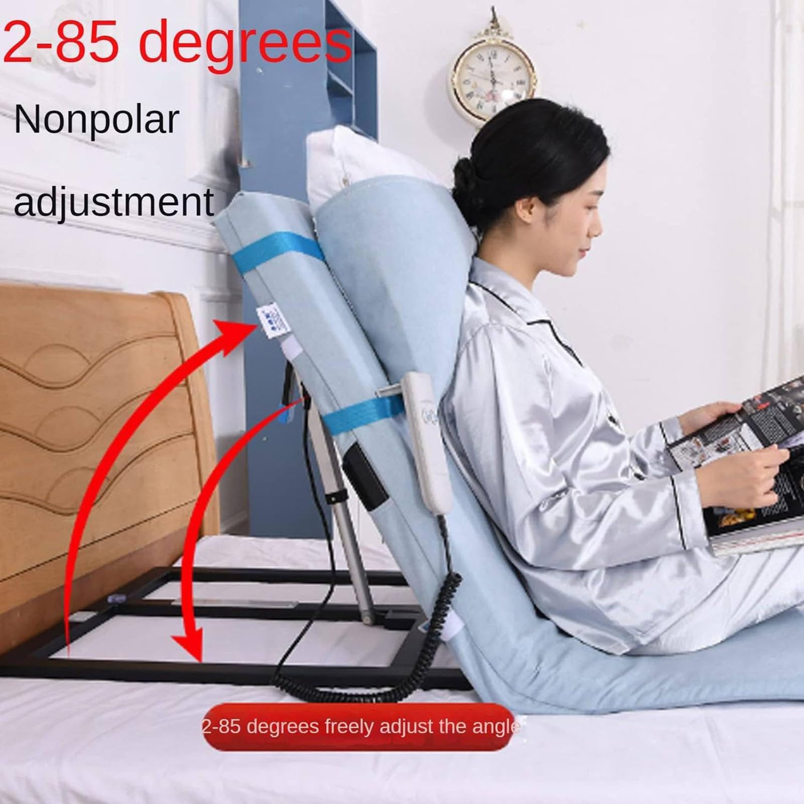 Regulowane oparcie łóżka z pilotem zdalnego sterowania – ergonomiczna pomoc w podnoszeniu poduszek medycznych, nośność 150 kg