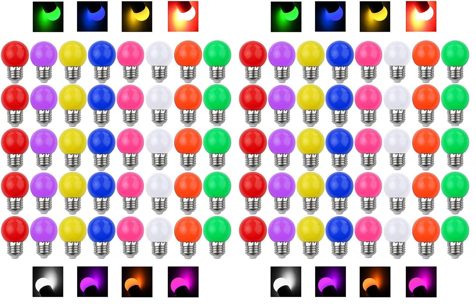 LED Bunte E27 Farbige Glühbirnen 3W : 30W Dekoratives Licht und Design 240 Lumens AC220V-240V Dekorationslampe in Klasse Golfball Form Gemischte Farben - 80er Pack