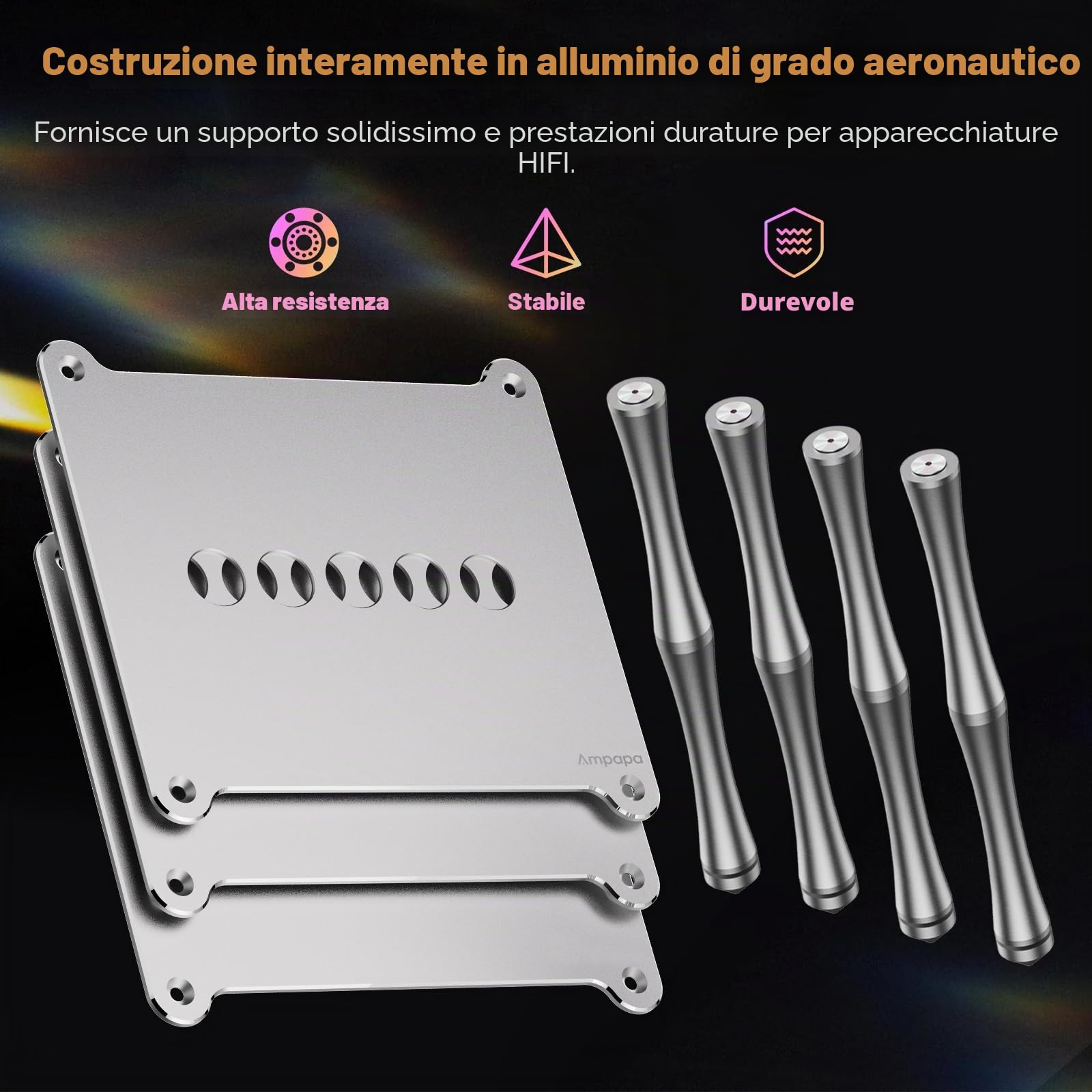 BK1 Supporto Desktop HiFi Audio in Alluminio per Amplificatore A1/D1/Q1, DAC