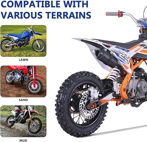 Miniatura 2 de 3.00-12 80100-12 Dirt Bike Rear Rim Wheel Tire With 12mm Bearing for 50cc 110cc 125cc SSR125 TTR90 TTR110 PW80 CRF70 XR70 KX65 KLX110 RM65 Apollo