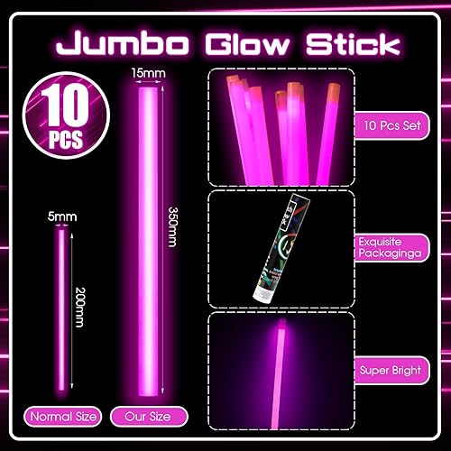 Miniatura 2 de Lewtemi 10 barras luminosas grandes jumbo, palos de luz de emergencia de 14 o 16 pulgadas de grado militar que brillan en la oscuridad, suministros