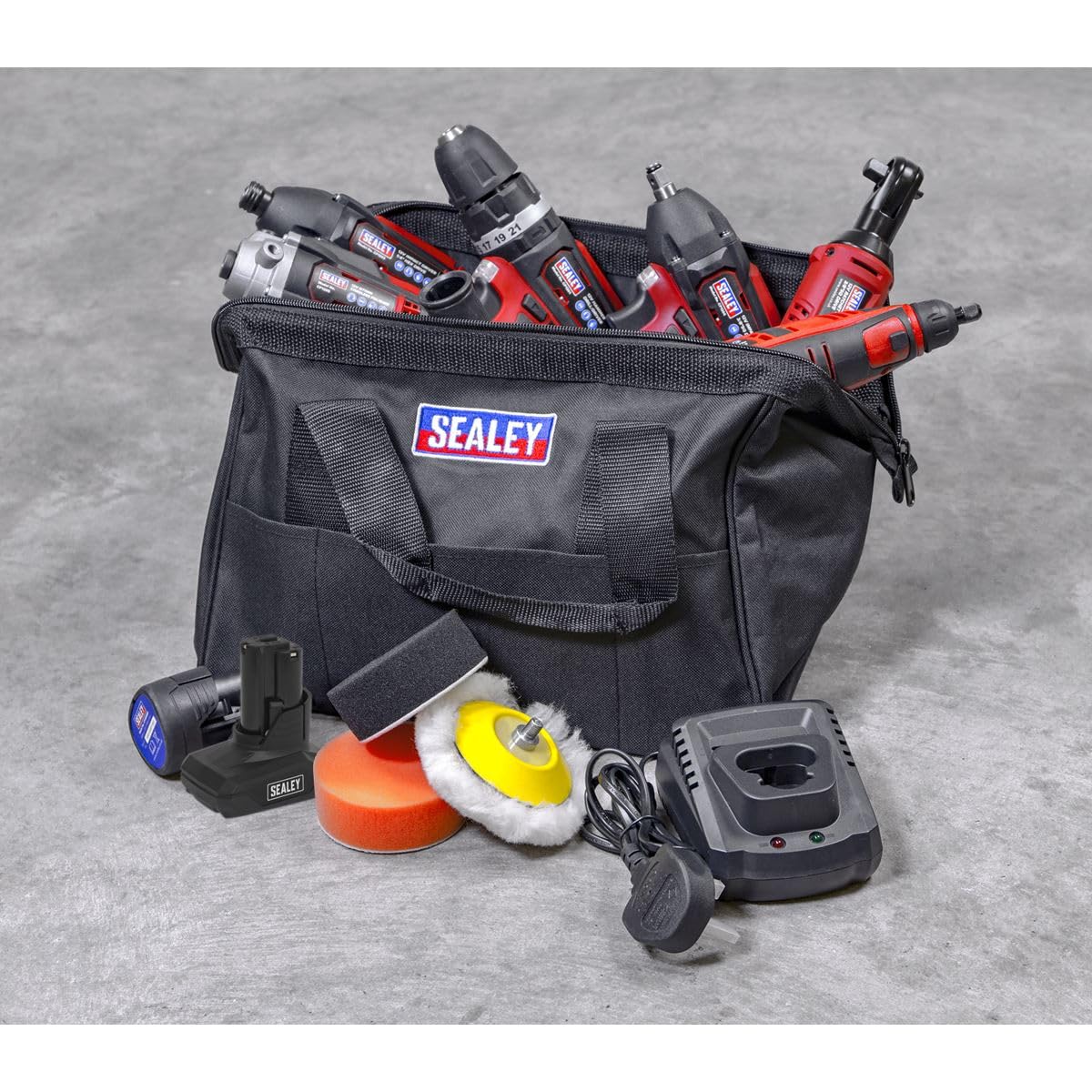 Sealey Kit combinato CP1200COMBO2 per utensili elettrici senza fili, serie SV12, 6 x 12 V