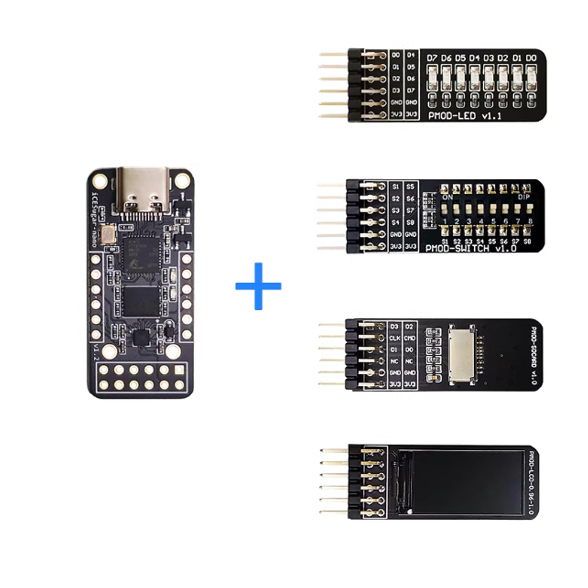 iCESugar-Nano FPGA Board, iCE40LP1k RISC-V, 4 PMOD Module iCELink Debugger | Kompaktes Open-Source-Board mit RISC-V-Technik, optimal für FPGA-Entwicklung, Debugging und individuelle Elektronikprojekte
