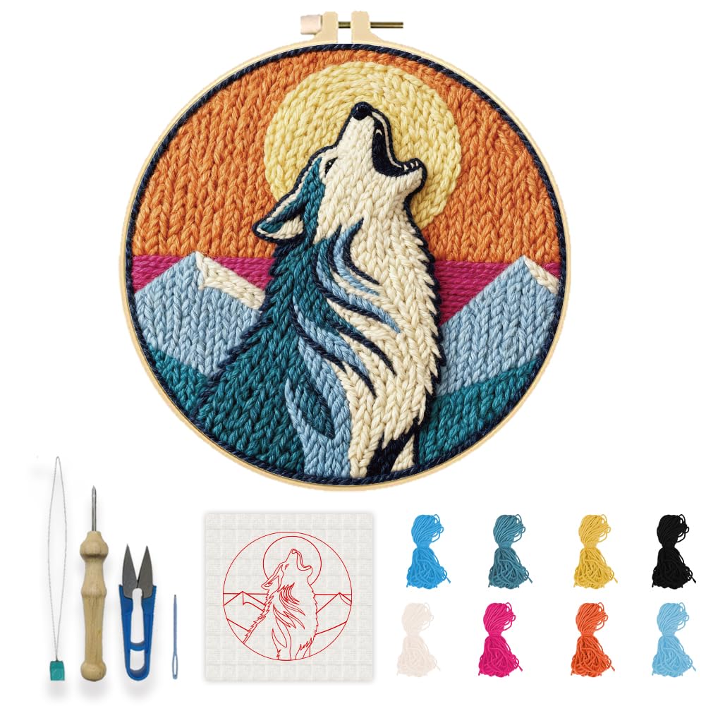 Kit de broderie d'aiguilles à poinçonner Loup INFUNLY pour débutants - 8