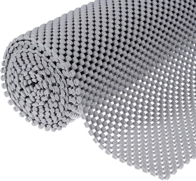 New Multipurpose Non-Slip Mat, Grid Pattern PVC Non-adhesive Grip Liner Shelf Liner Anti-slip Mat Drawer Liner Bathroom Kitchen Waterproof Floor Mat for Home&Office,Cars,Caravans-200x50x0.3cm (Grey)