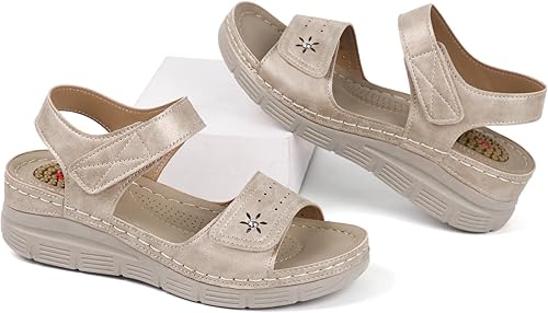 Miniatura 5 de JABASIC Sandalias cómodas para mujer, sandalias ortopédicas para caminar, sandalias ortopédicas con soporte para el arco