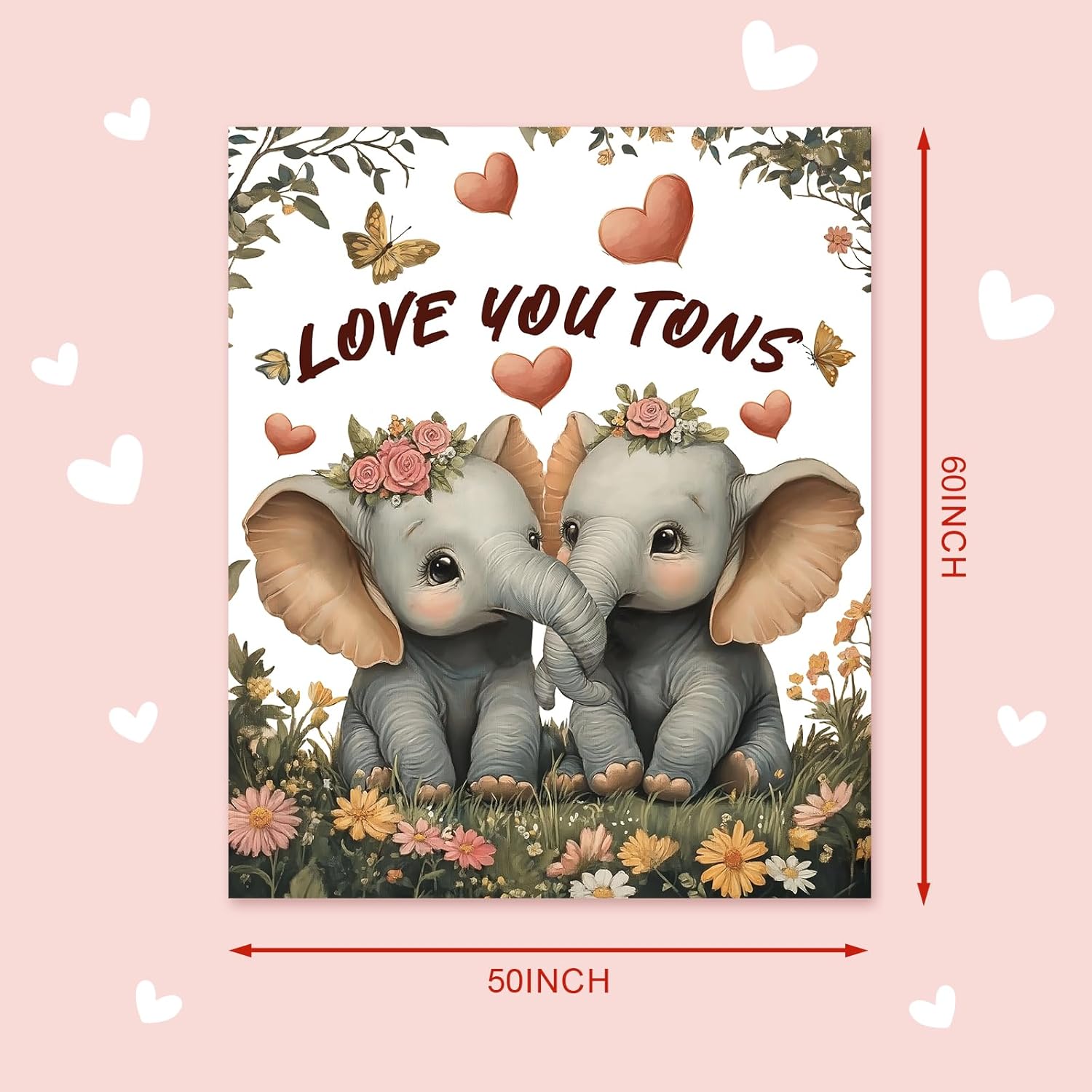 Valentines Blanket Elephant Valentines Day Gift Ultra Soft Cozy Anniversary Wedding Gifts for Lover,Home Sofa Couch Decor 50x60 Inch