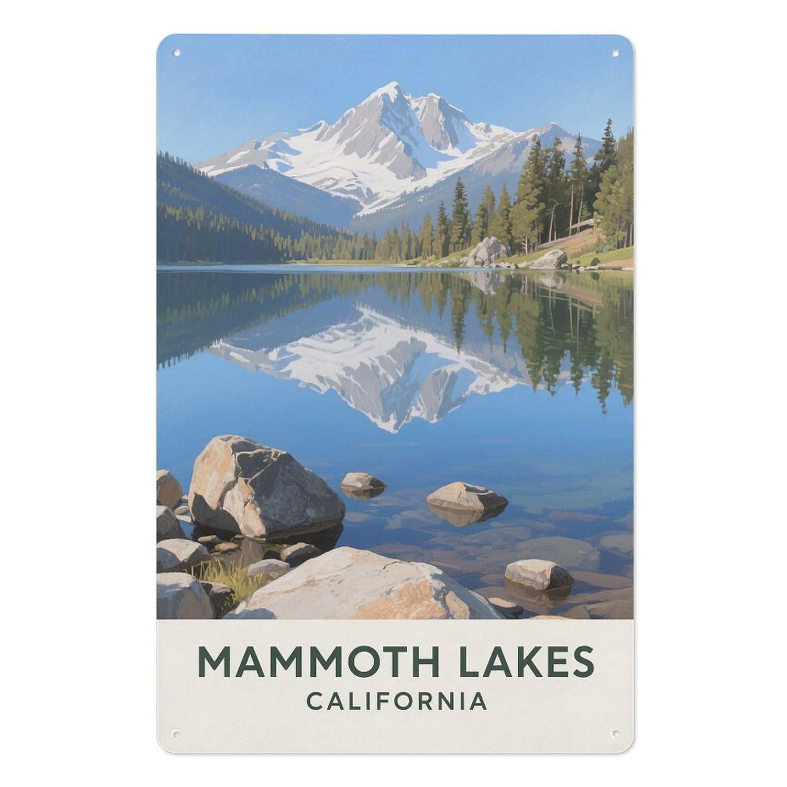 Mammoth Lakes California Retro Design Tin Paintings Vintage Tin Sign 08x12inch(20x30cm) Wall Art for Home Office Bedroom Living Room Cafes Wall Decor