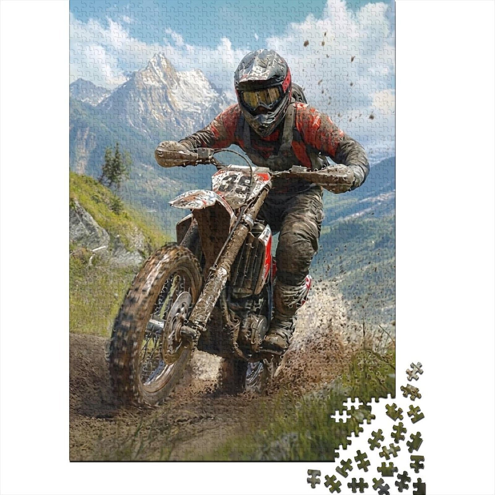 Motocross Mountain Racing 1000 Piece Jigsaw Puzzle Adult Paper Relax Focus Decor โ image 1