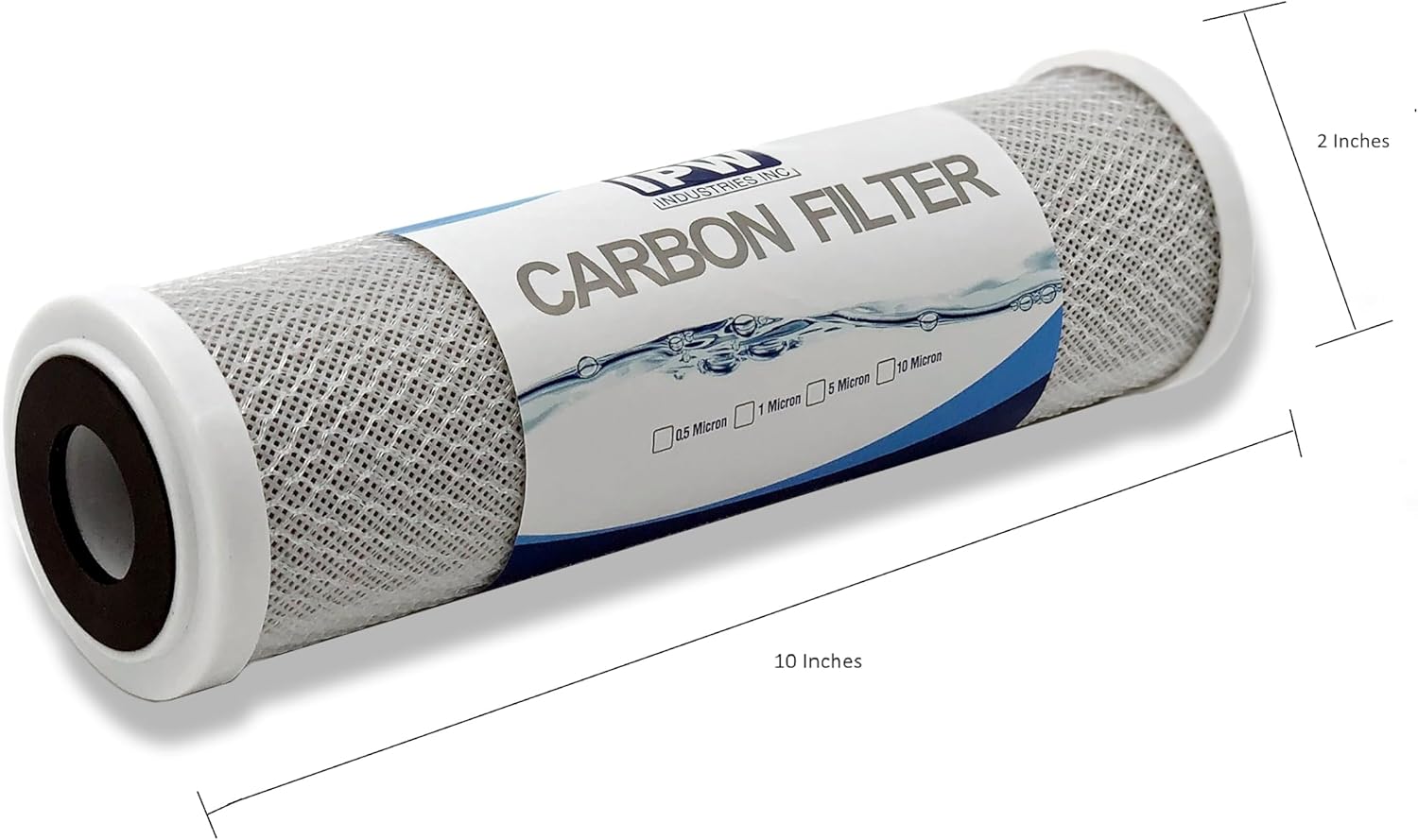 IPW Industries Inc. 3-Pack 1 Micron Activated Carbon Block Water Filter Cartridge - Premium 10" x 2.5" Water Filter Replacement for Undersink Systems
