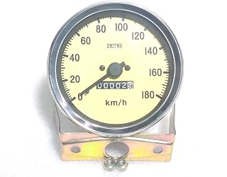 Smiths Réplica medidores Velocímetro 180 km/h Tacho 100 mm en color amarillo bisel cromado