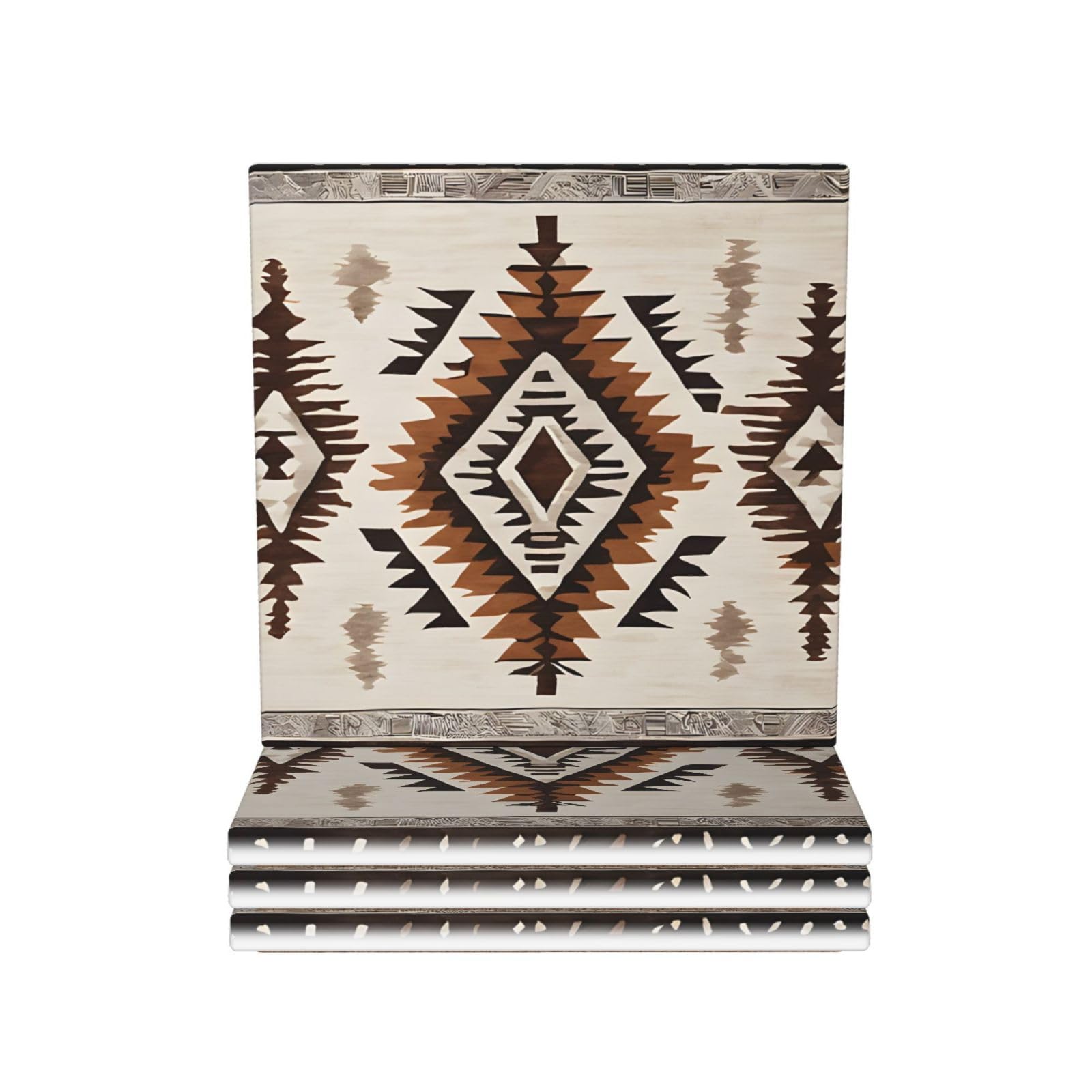 Lot de 4 sous-verres en céramique décoratifs avec impression native pour table