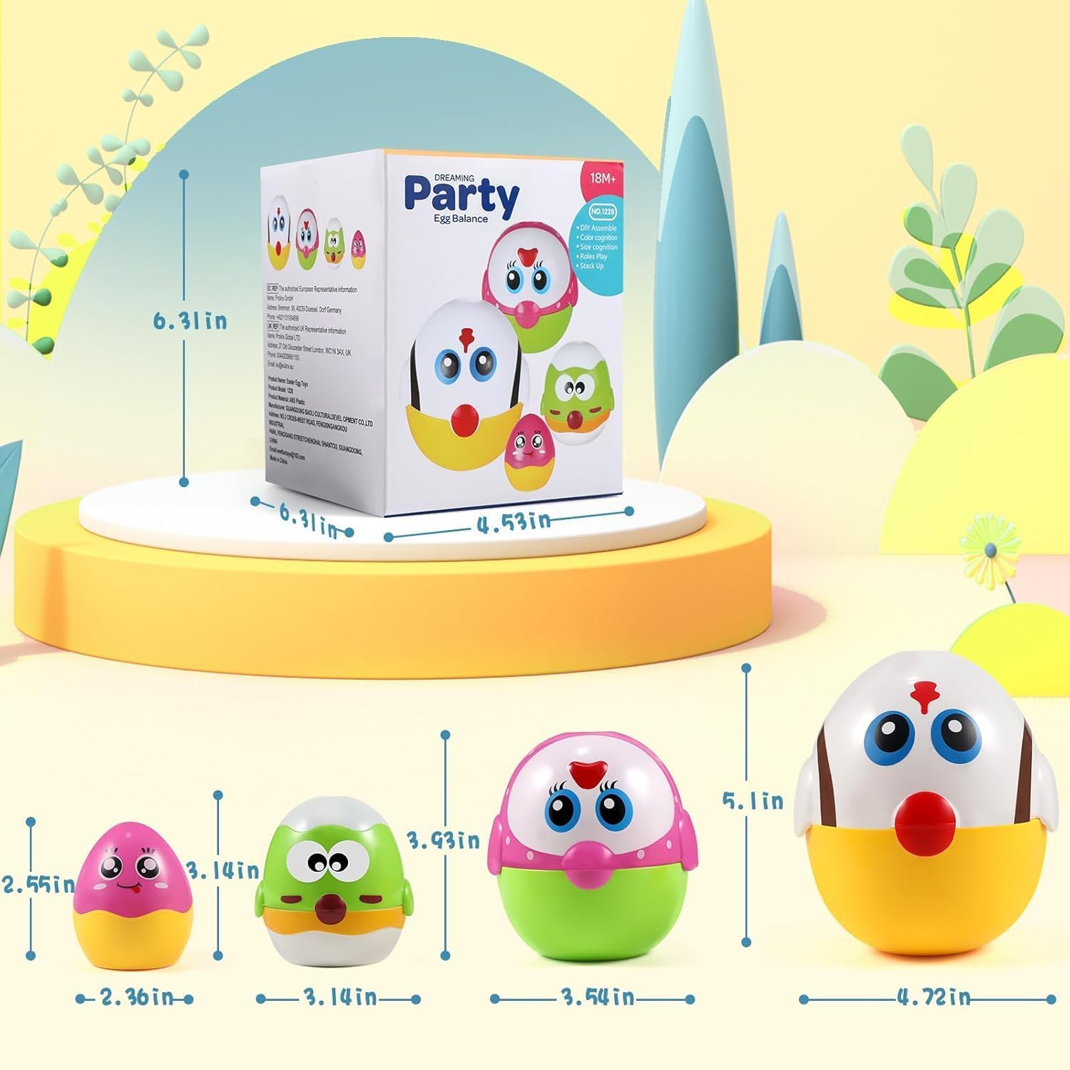 OKKIDY Easter Egg Toys for Toddlers - 8 Pcs Nesting & Stacking Chicks, Fillable Plastic Eggs, Educational Easter Gift for 18M, 2, 3, 4+ Yr Old Boys & Girls, Perfect for Easter Hunt & Party Favors