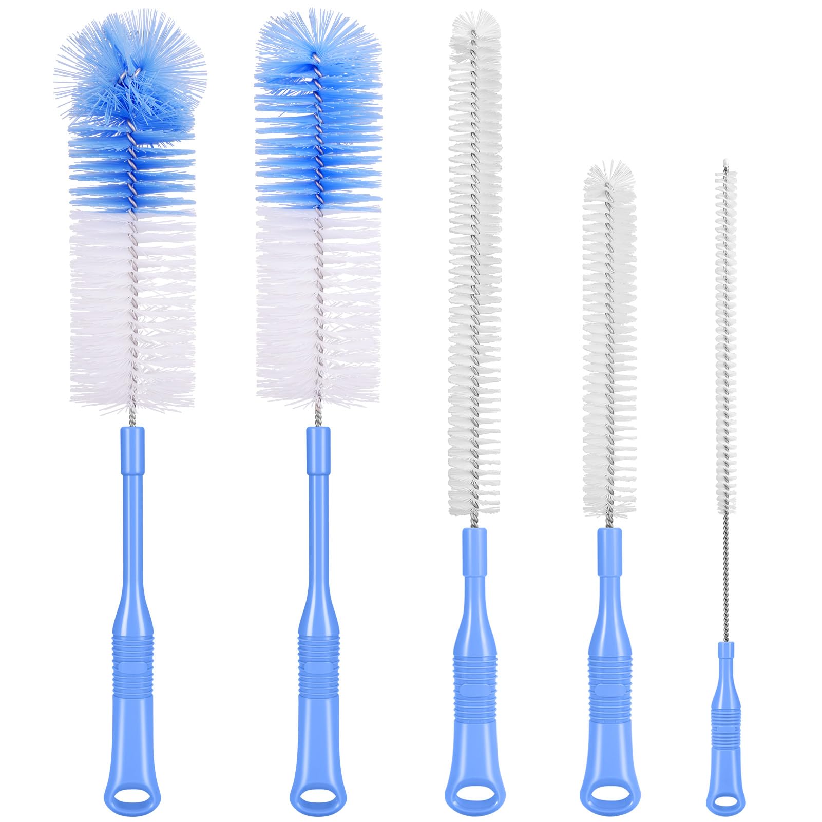Bottle Brush Cleaner 5 Pack - Long Handle Water Bottle and Straw Cleaning Brush Set for Washing Narrow Neck Bottles, Sport Bottles, Kombucha, Wine Decanter, Flask, Beer Brewing Supplies