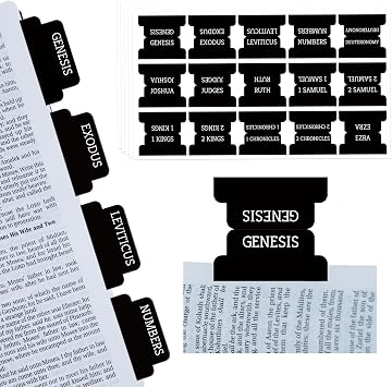 Bible Tabs for Study Bible, Laminated Bible Tabs for Women and Men, 75 Bible Index Tabs Large Print, 66 Bible Tabs for Old and New Testament, 9 Write-on Black