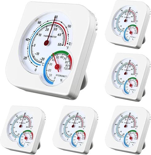 Termómetro interior de 6 piezas y medidor de humedad para interiores, mini termómetro higrómetro, medidor de temperatura y humedad con punteros para