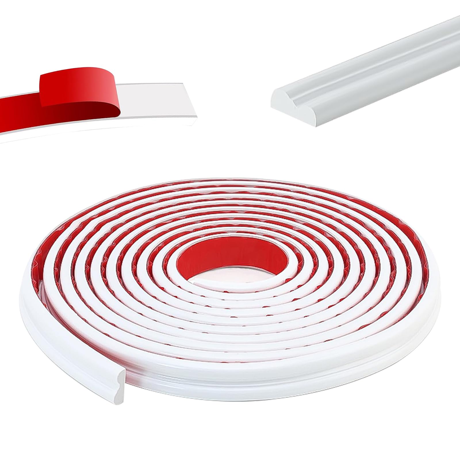 3M Wall Molding Trim, White Moulding Trim 3D Chair Rail Panel Moulding Peel and Stick Chair Rail Molding for Tile Wall Floor Cabinet Peel and Mirror Frame