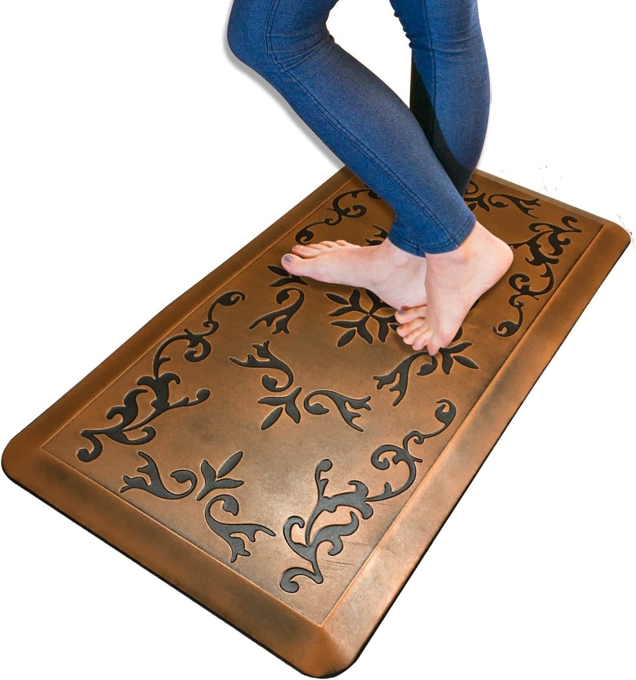 Kitchen Mat Anti-Fatigue Mat Comfort Floor Mats, Non-Toxic, 20 x 39 Inches, Antique Light Flower