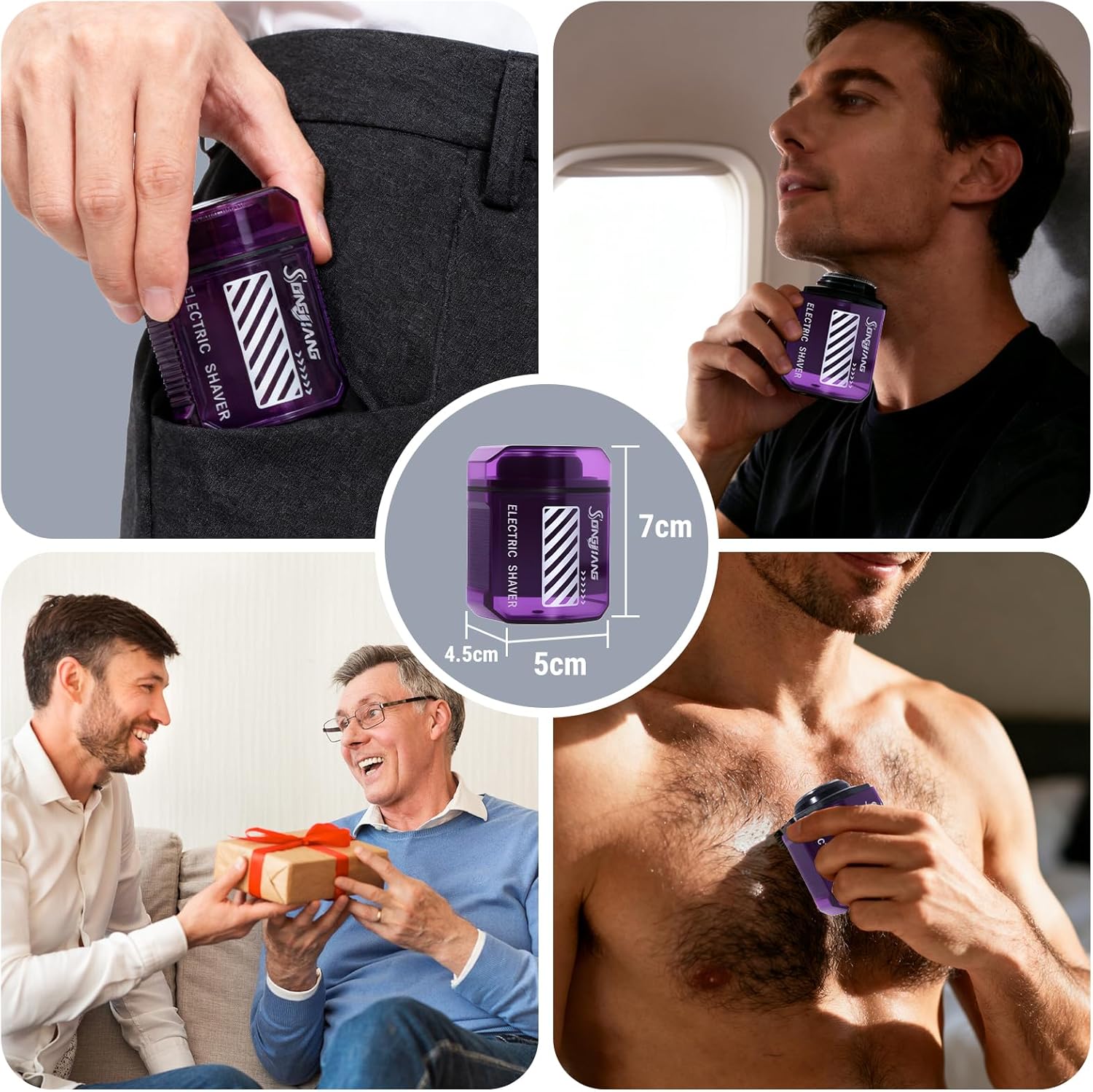 2 Pack Mini Electric Shaver Portable Travel Shavers Pocket Shaver USB-C Rechargeable Travel Razor for Men Electric Beard Trimmer Suitable for Home car Office and Business Travel Unisex Easy Cleaning - Image 6