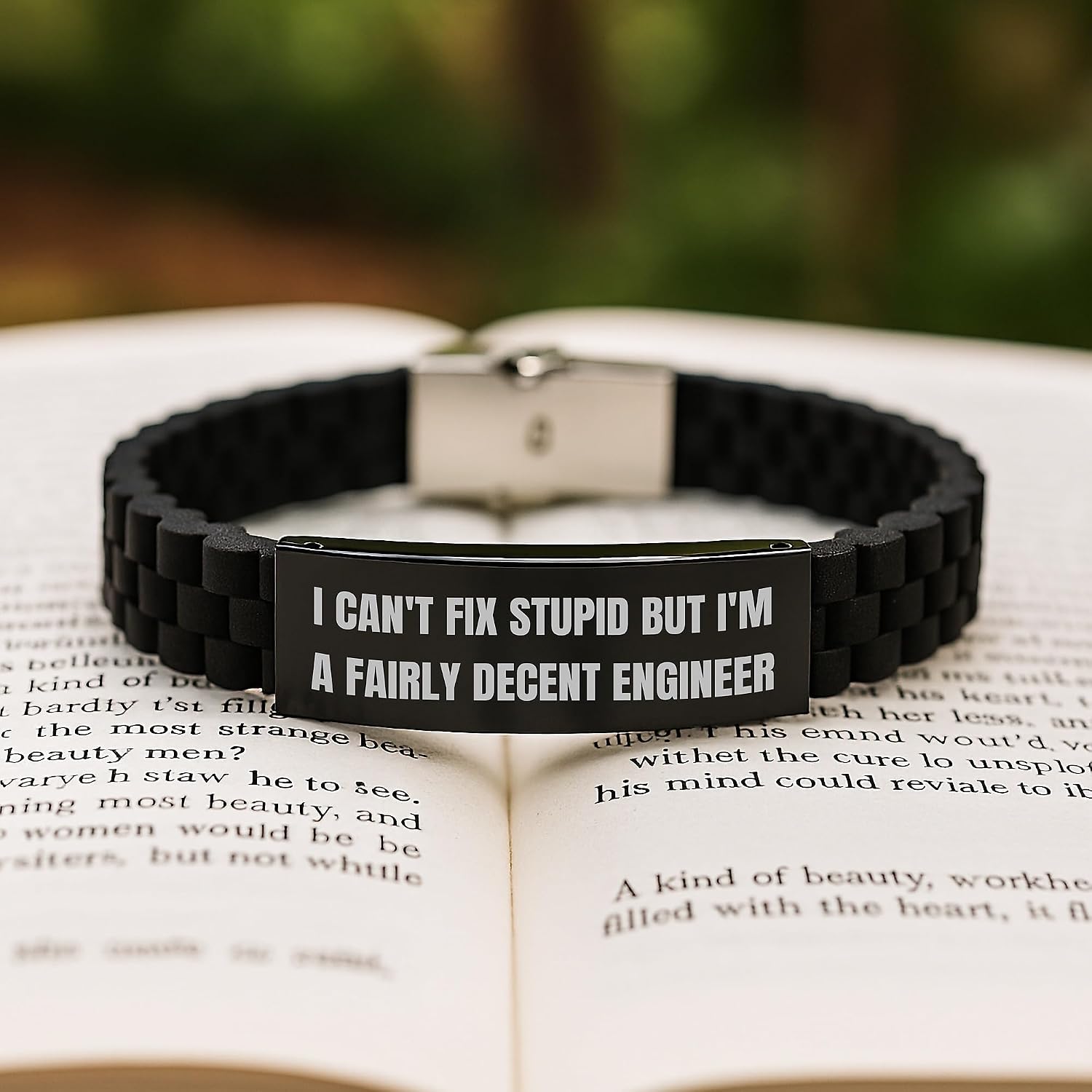 Funny Engineer Gifts from Friends, Valentine's Unique Engineer Watches, Glide lock Clasp Bracelet with I Can't Fix Stupid Quote