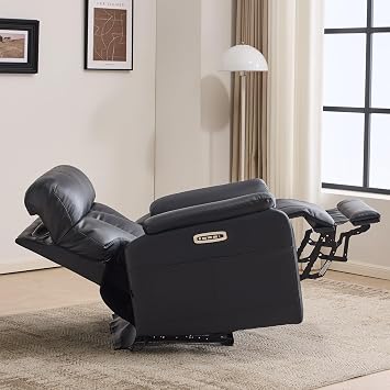 AEDI Genuine Leather Power Zero Gravity Recliner Chair for Adults, Triple Motor Recliner with Adjustable Headrest & Lumbar Support,Extended Footrest, USB Ports,Blue