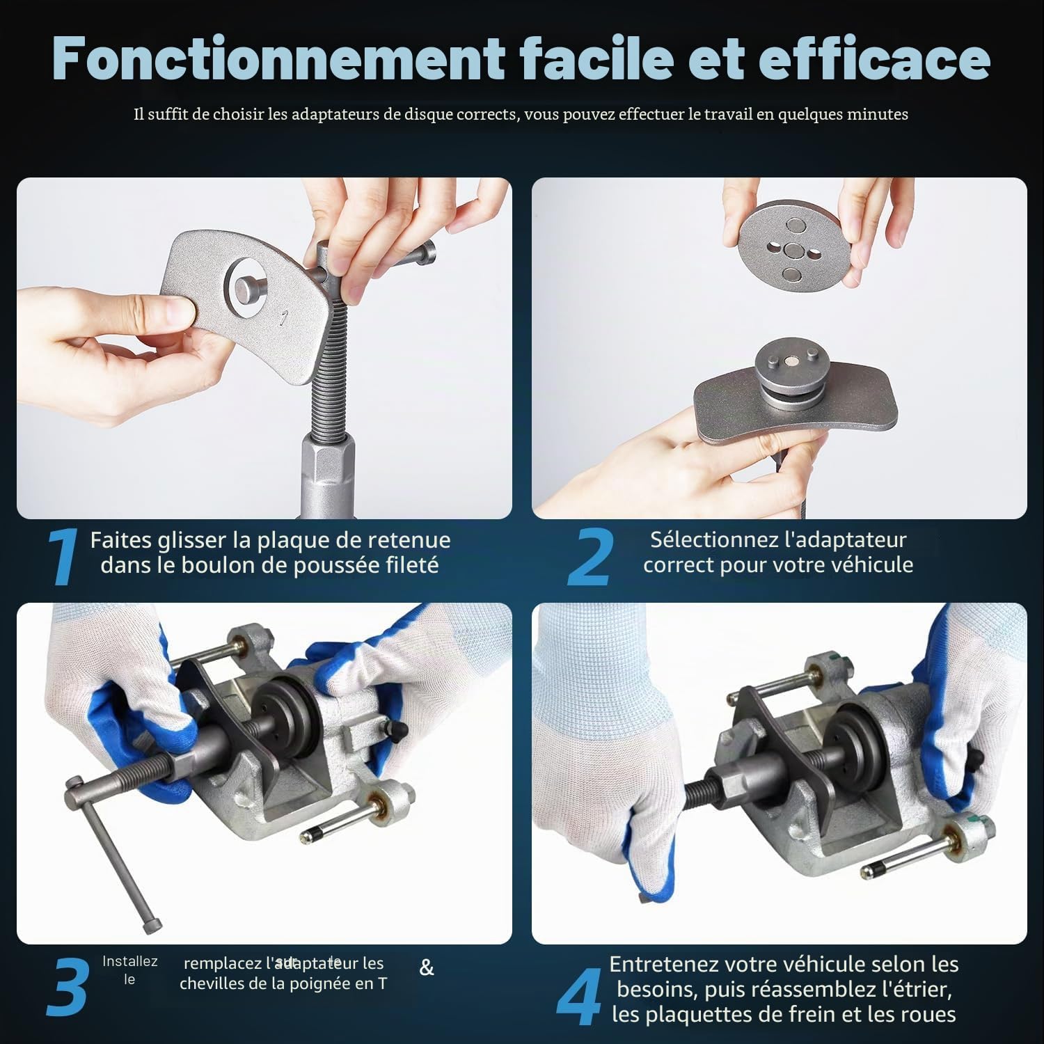 FreeTec 35 pièces Kit d’Outils pour étriers de Frein à Disque, Ensemble Universel de réparation Automobile, pour Le Remplacement des Plaquettes de Frein