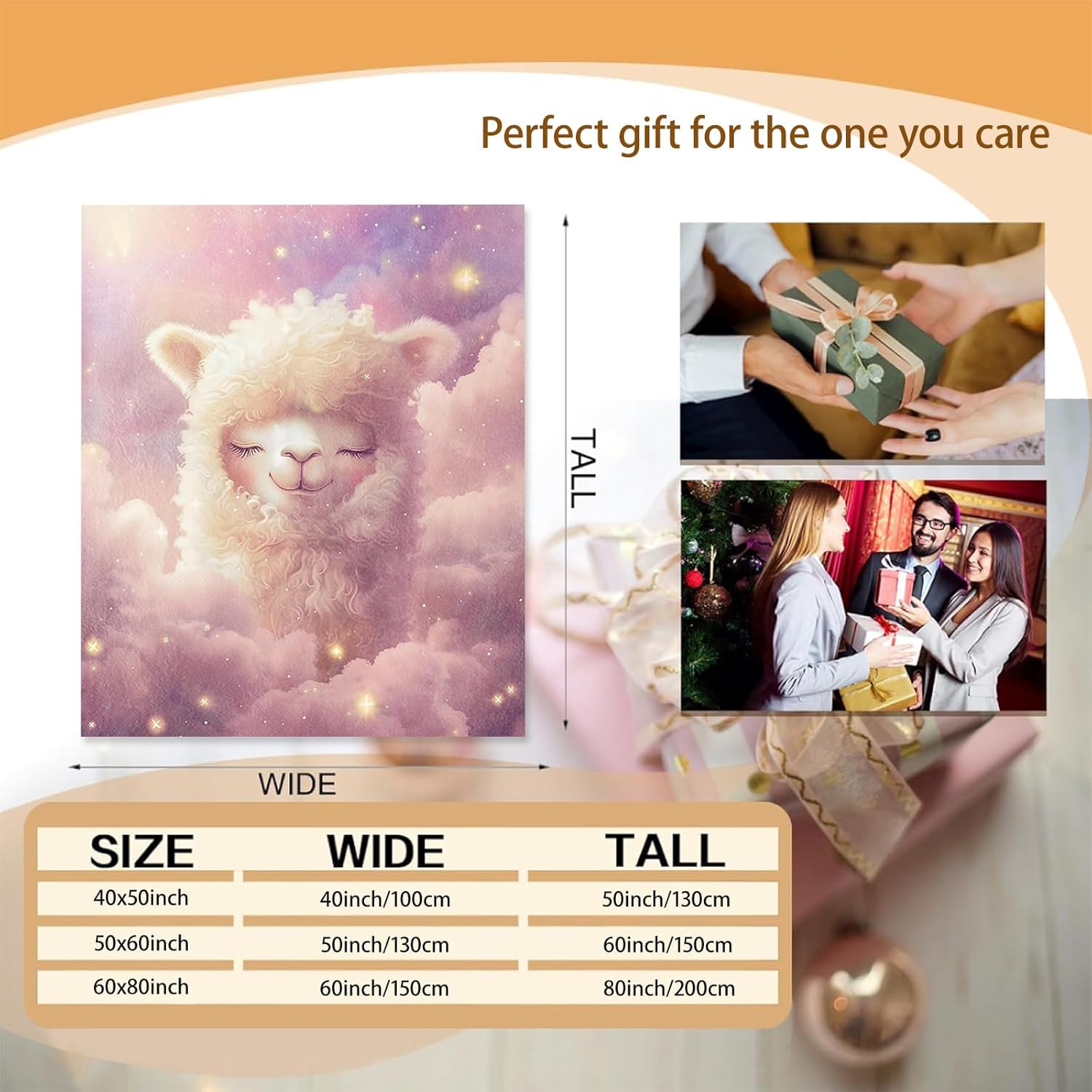 Llama Blanket Gifts for Women Adults, Soft Warm Lightweight Flannel Throw Blankets for Camping Bedroom Living Room Home Sofa Travel Decor 50" x 60" - Image 3