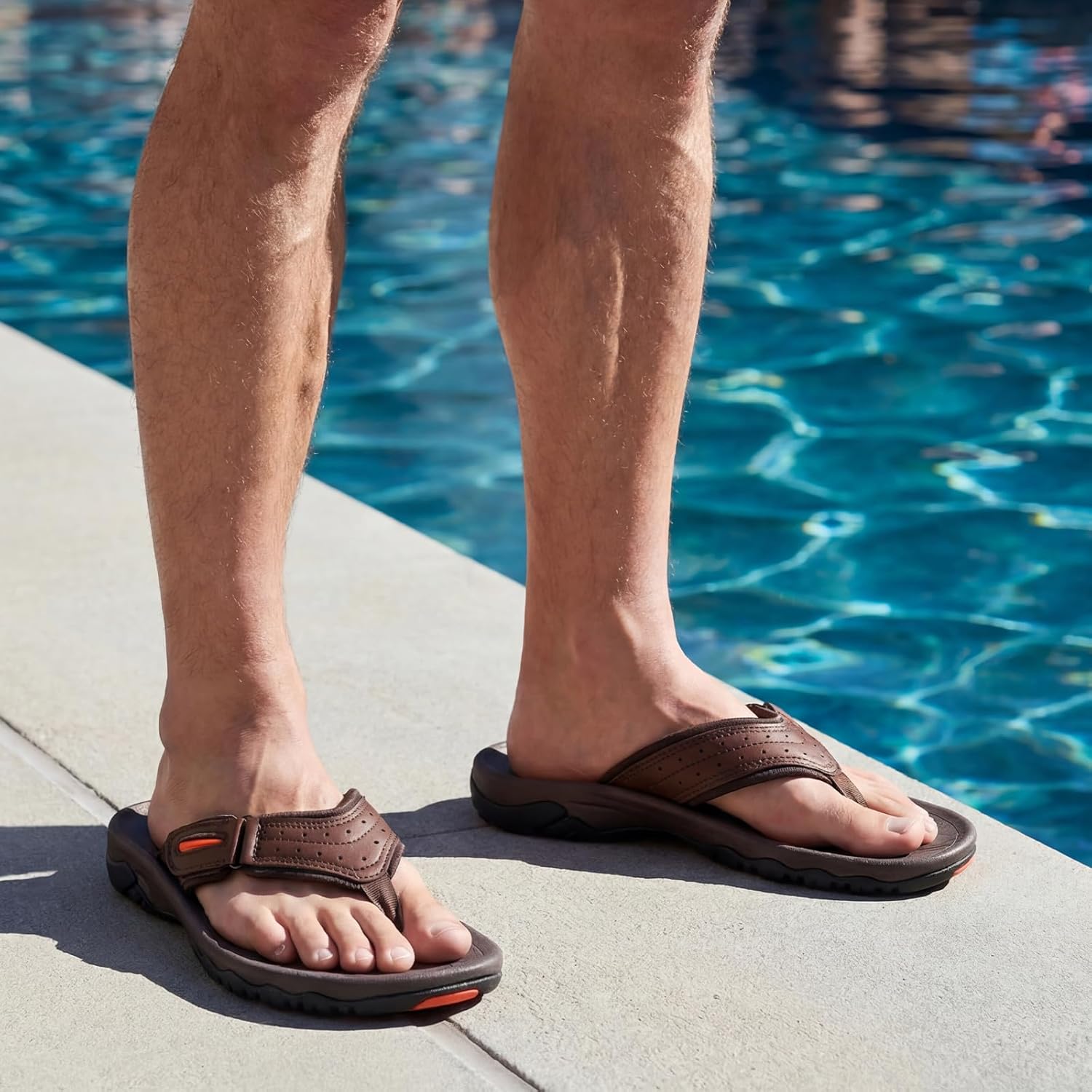 ZURIN Mens Flip Flops Beach Sandals for Men with Arch Support，Comfortable Summer Beach Thong Sandals Slip On Footwear for Sports Pool Walking Indoor Outdoor