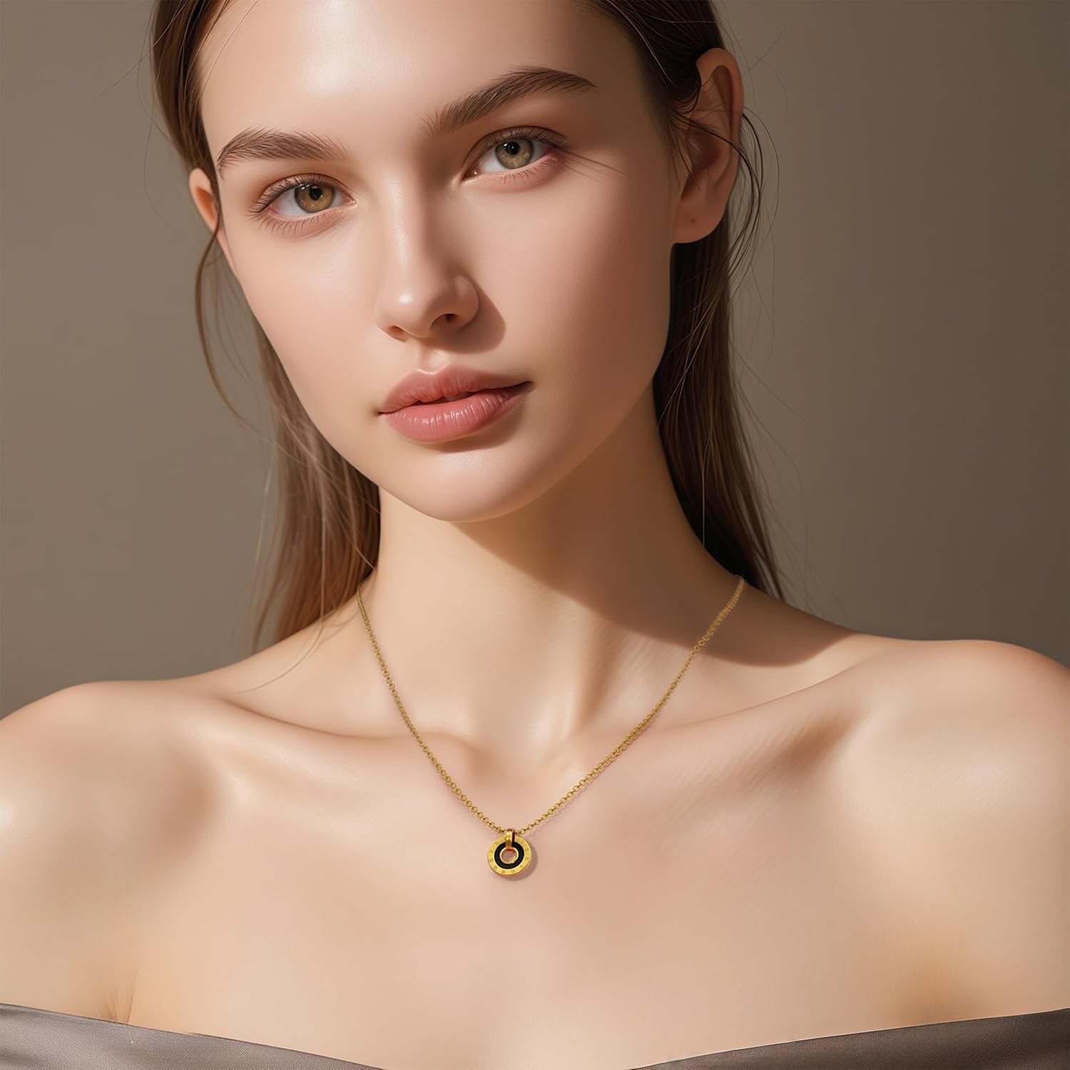 18K Gold Platde Chain For Women Necklace,Double Circle Pendant Necklace,Gifts for Women - Image 4