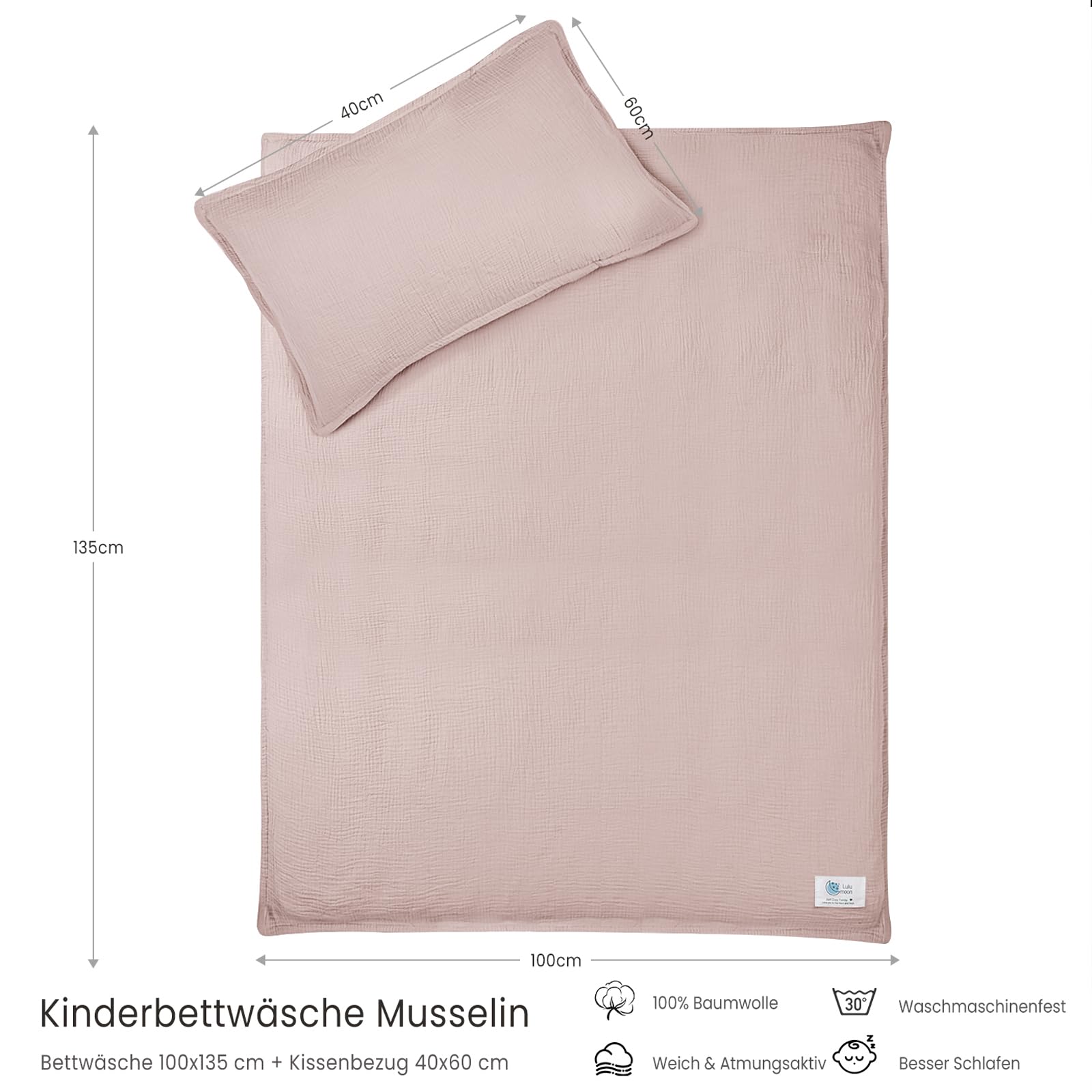 lulumoon Kinderbettwäsche 100x135: Bettbezug 100x135 + Kissenbezug 40x60cm aus Baumwolle Oeko-TEX Standard – Leicht und Komfortabel Bettwäsche Set