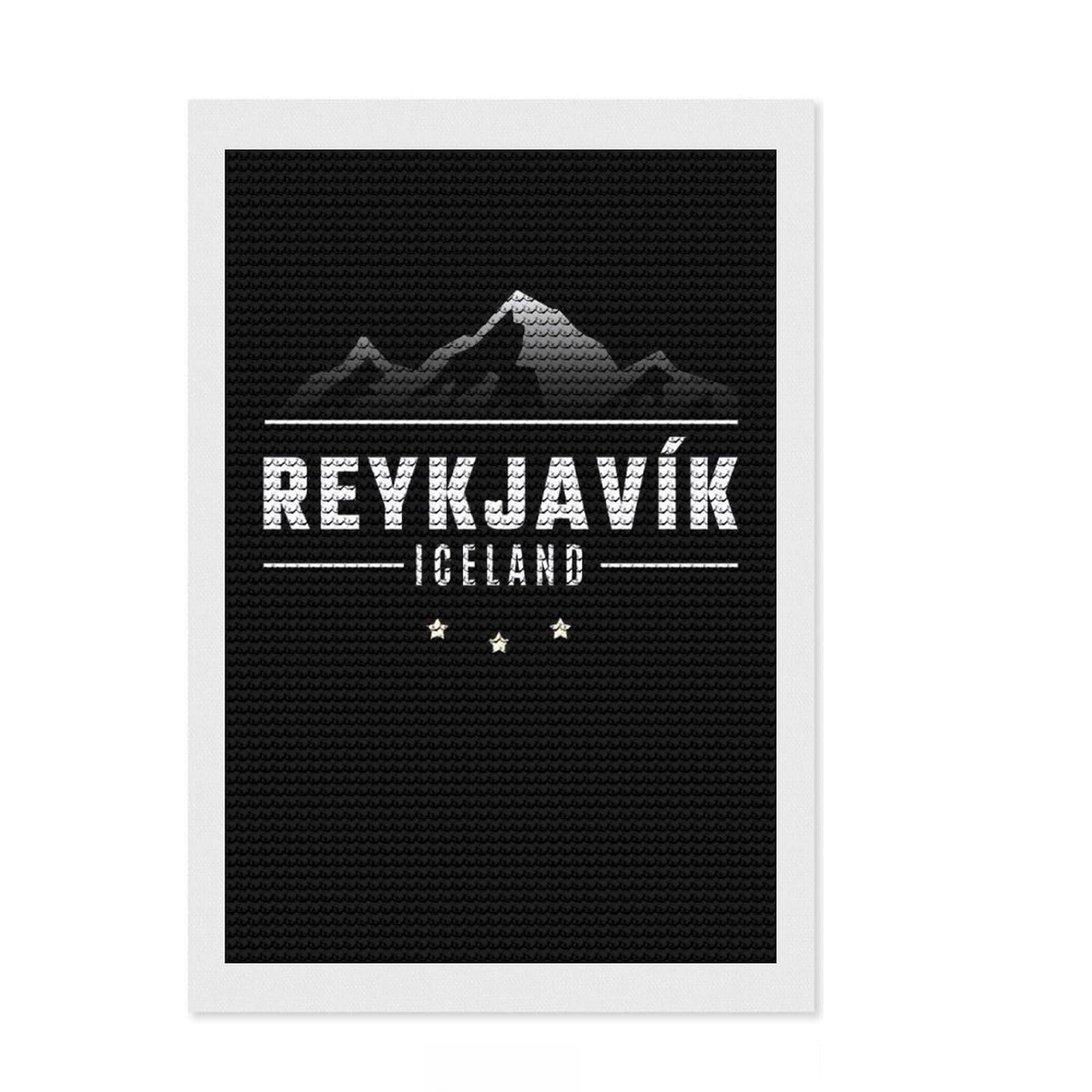 Junmoney Iceland Iceland Reykjavk Round Drill Diamond Painting 8"x12", Festive Craft Gift, for Craft Lovers, Adhesive Canvas, Living Room Decor