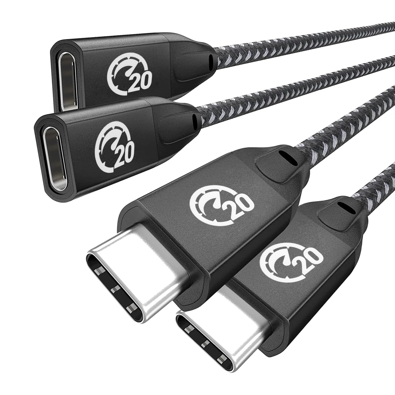 UseBean USB C Extension Cable 1FT 2Pack, USB-C 3.2 Gen2 20Gbps Male to Female 4K Video Cord, Type-C Extender, for MacBook Pro M4 M3, iPad mini Air Pro, Dell XPS, Surface, Galaxy S25 S24, iPhone 16