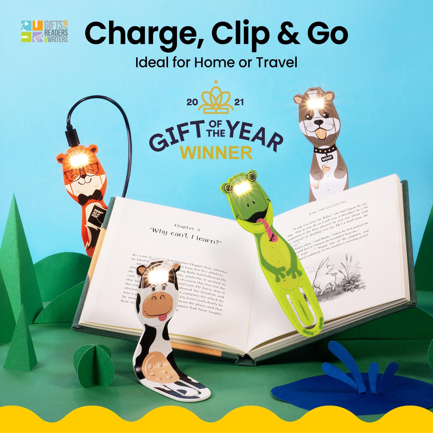 Luz de Lectura Recargable Flexilight | Marcador y Luz de Lectura 2 en 1 | Lámpara LED con Clip | Luz de Libro para Leer para Niños, Adultos | Accesorios Libros | Regalo Lectores