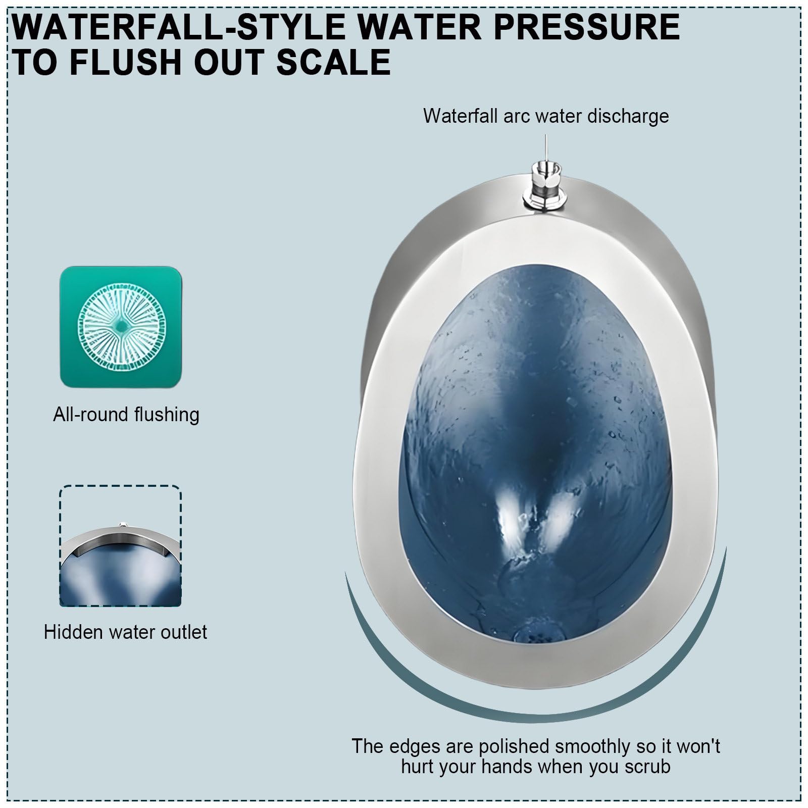 Urinario de acero inoxidable con sensor automático montado en la pared, sistema de descarga sin olor para bares, baños y hoteles
