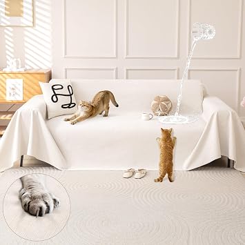 OstepDecor Waterproof Couch Cover for Pets, Couch Protector from Cat Claws, Anti Slip Washable Sofa Cover for Dogs, Furniture Protector for Sofas, Loveseats & Sectionals, 91"x150", White