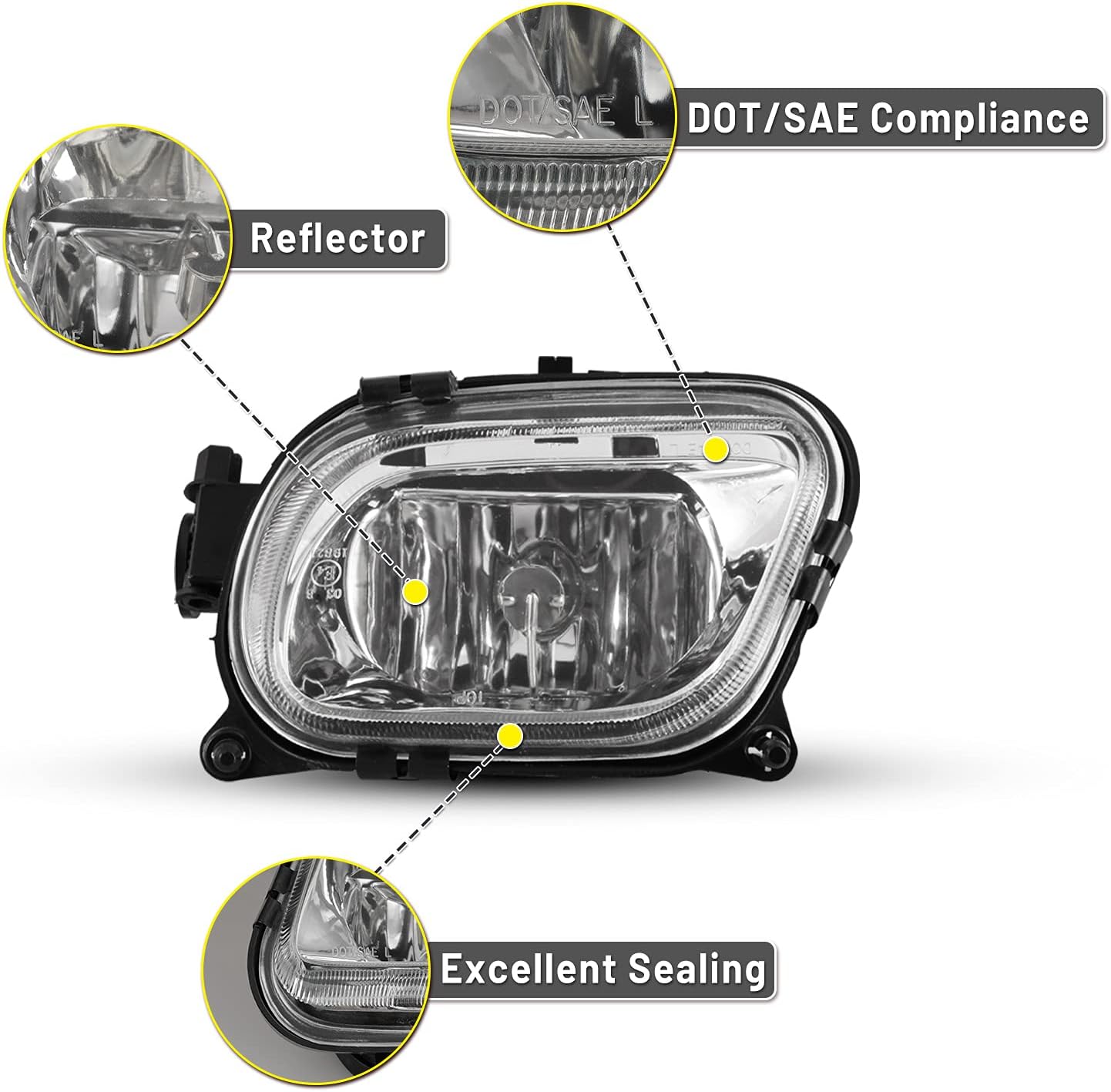 Fog Lights Lamps compatible for Mercedes Benz E280/ E500/E300/ E320/E420/E430/ E55 AMG Driver Passenger Replacement 12V/55W Bulbs included