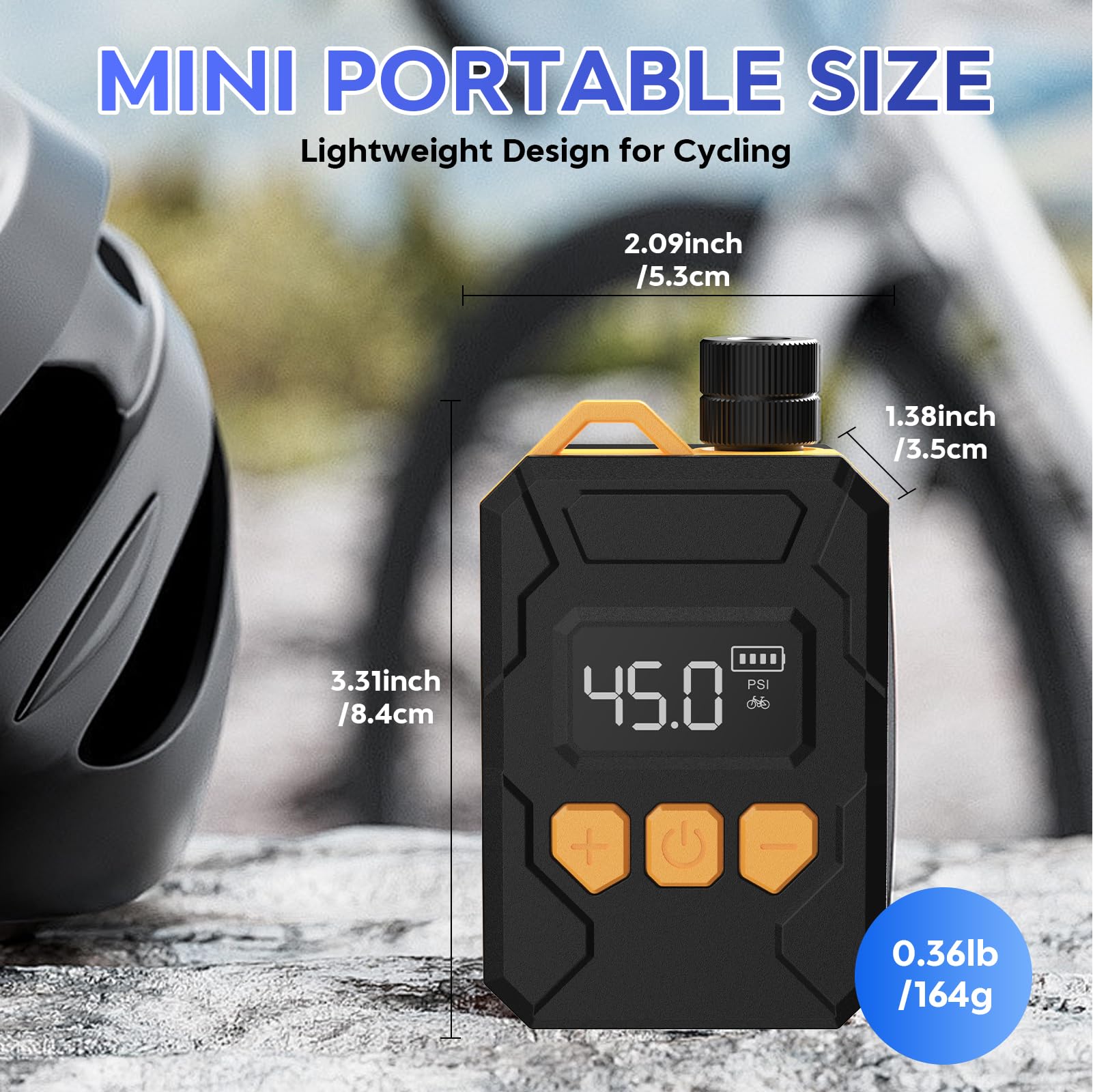 Mini pompa per bicicletta, 120 psi, pompa per bicicletta elettrica, pompa portatile per bicicletta con valvola Presta e Schrader, per bici da strada, mountain bike, bici urbane