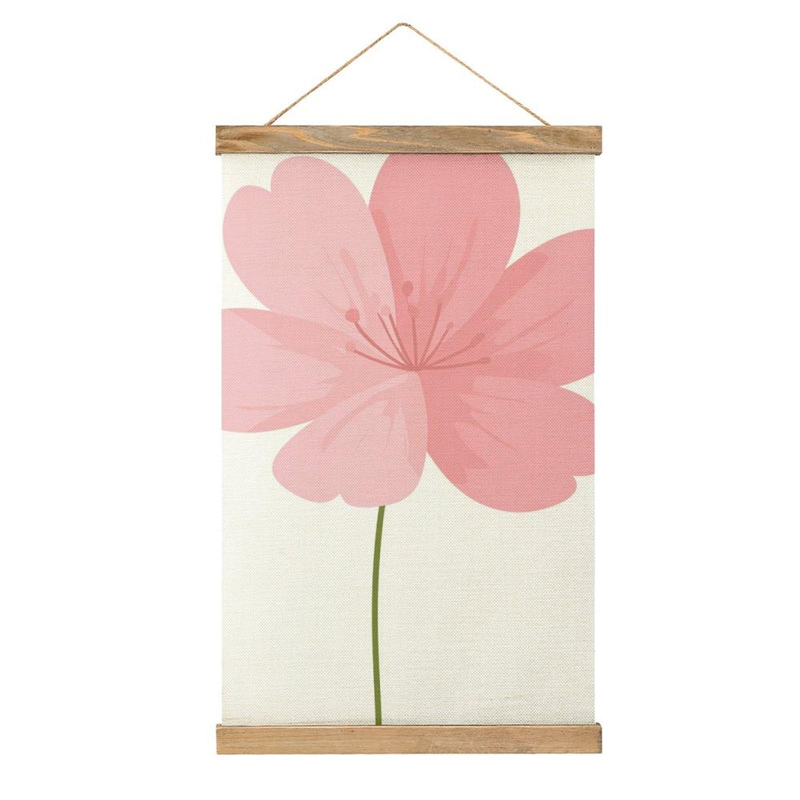Jubonexis Very Simple Cherry Pink Flower Canvas Painting Wood Frames Poster Hanger Hanging Picture Kit Wall Art